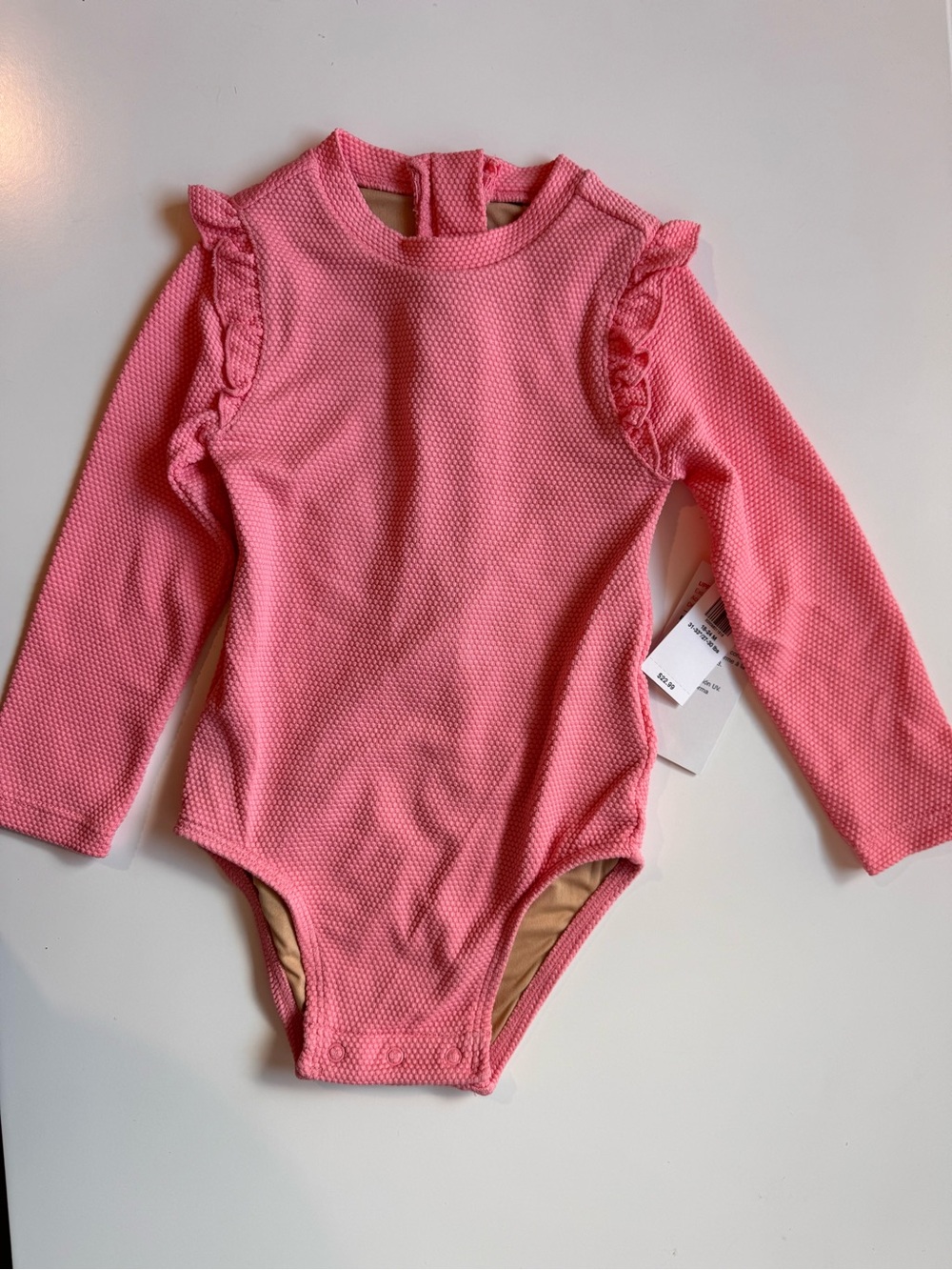 Pink Ruffle Long-Sleeve Baby Swimsuit 18-24m
